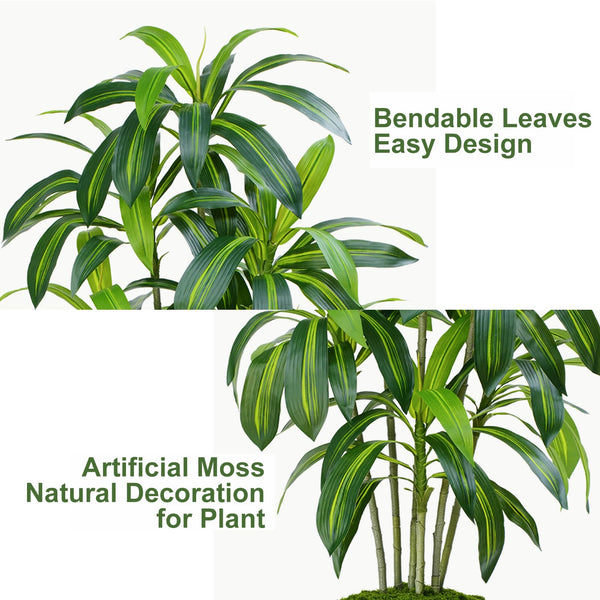 Tall Artificial Dracaena Tree with White Planter