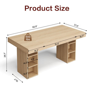 Executive Desk with Cabinet Storage & Metal Frame