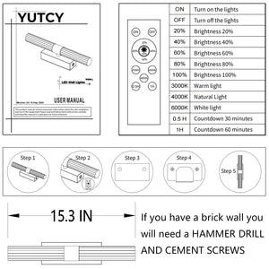 Rechargeable LED Wall Sconces Set of 2 with Remote Control