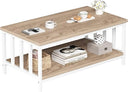 2-Tier Farmhouse Coffee Table with Slatted Sides & Metal Frame