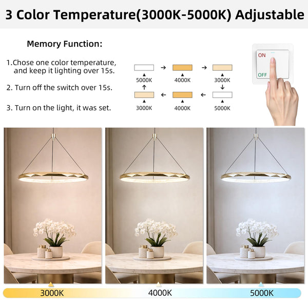 Gold Ring LED Pendant Light – Dimmable Geometric Chandelier