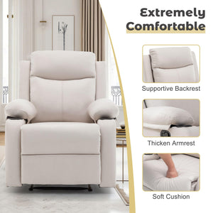 Small Space Recliner Chair with Adjustable Backrest – Beige