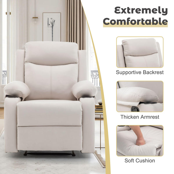 Small Space Recliner Chair with Adjustable Backrest – Beige