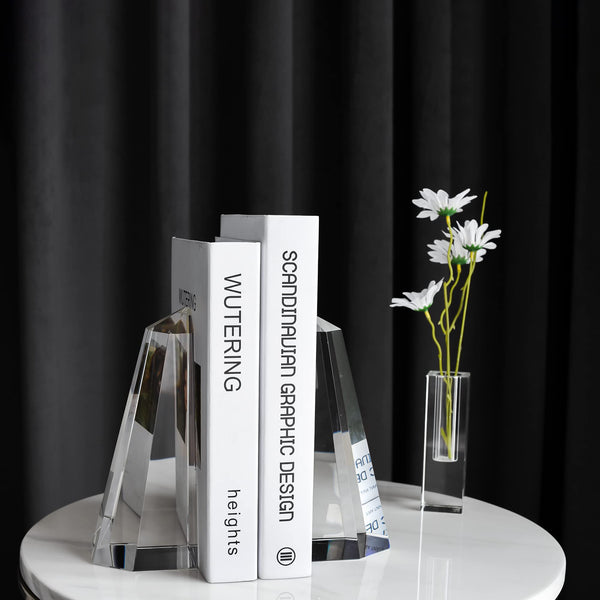Crystal Bookends Half-Obelisk Design – Set of 2