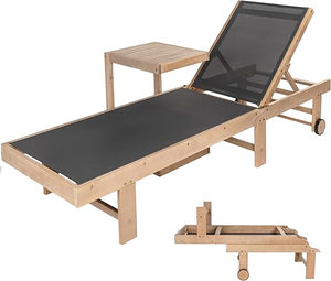 Outdoor Chaise Lounge Set with Side Table