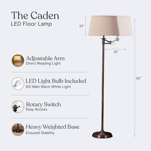 Bronze Swing Arm LED Floor Lamp