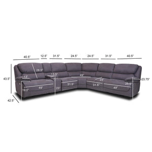 6-Piece Power Reclining Curved Sectional Sofa with Storage Console