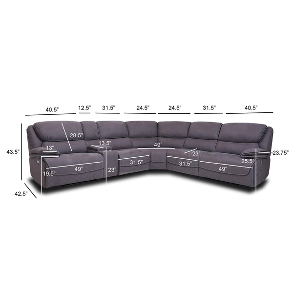 6-Piece Power Reclining Curved Sectional Sofa with Storage Console
