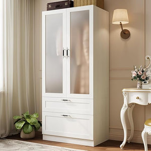6-Door Wardrobe Armoire with Frosted Glass