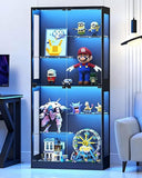 69-Inch Glass Display Cabinet with RGB Lighting & Adjustable Shelves