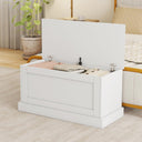 35.5" Lift-Top Storage Chest – Wooden Bench with Hydraulic Strut & Metal Hinges