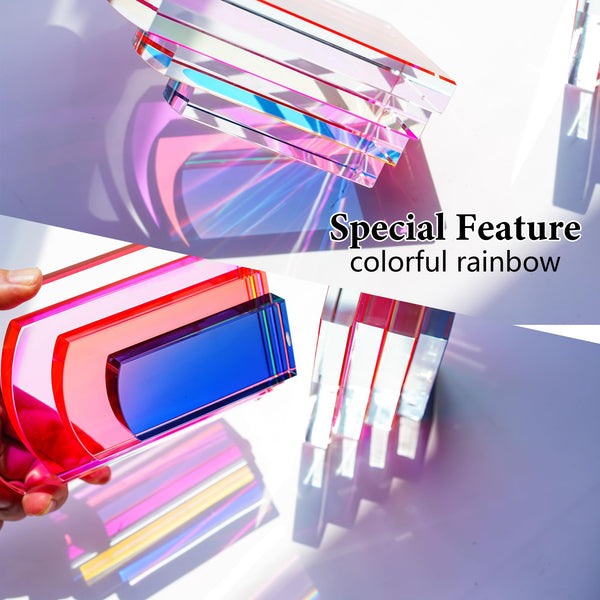Crystal Geometric Bookends – Colorful Non-Skid Decorative Set of 2