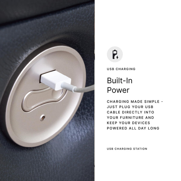 Power Reclining Sofa – Leather Match, Zero Wall, USB Charging, 3-Seat