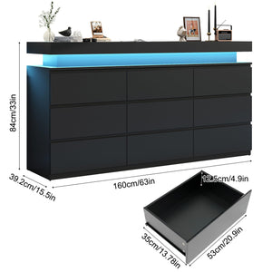 9 Drawer Dresser with LED Light