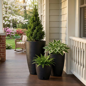 Round Plastic Plant Pots Set of 3 with Drainage Hole and Saucer