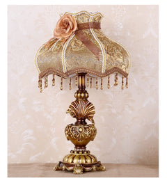 Victorian Handmade Fabric Table Lamp with Resin Base