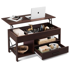 Lift Top Coffee Table with Storage Drawers & Hidden Compartment