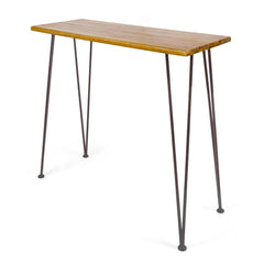 Outdoor Acacia Wood Bar Table with Iron Hairpin Legs