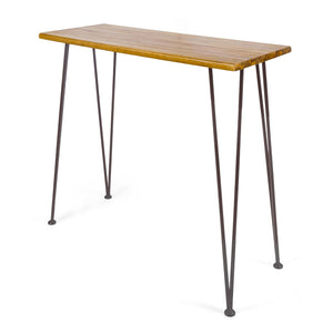 Outdoor Acacia Wood Bar Table with Iron Hairpin Legs