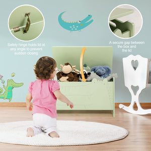 Kids Wooden Toy Box with Safety Hinge and Handles