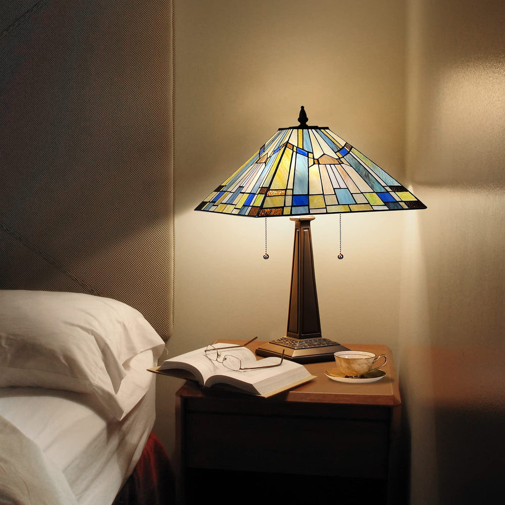 Stained Glass Mission Table Lamp 2-Light 16-Inch