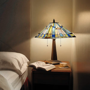 Stained Glass Mission Table Lamp 2-Light 16-Inch