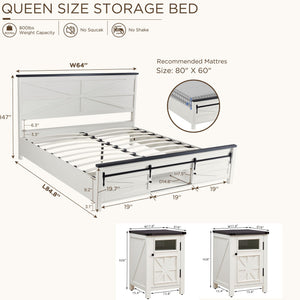 Farmhouse Queen Bedroom Set with 2 Nightstands