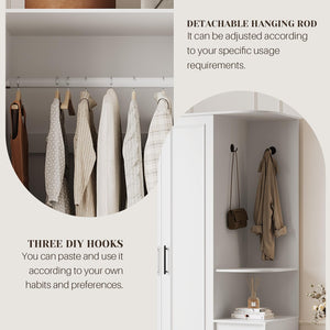 White Armoire Wardrobe Closet with Drawers & Doors