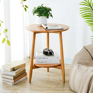 Two-Tier Solid Wood Side Table