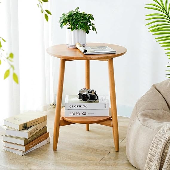 Two-Tier Solid Wood Side Table