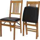 Upholstered Wood Folding Chairs Set of 2