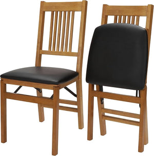 Upholstered Wood Folding Chairs Set of 2