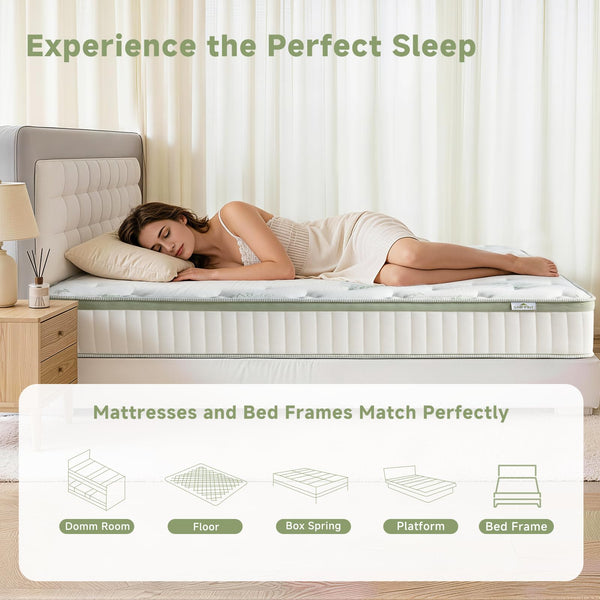 Full Size Hybrid Mattress 12 Inch – Pocket Spring, Gel Memory Foam, Cool Sleep