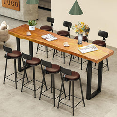 55" Solid Wood Industrial Bar Table – Counter Height Pub Table