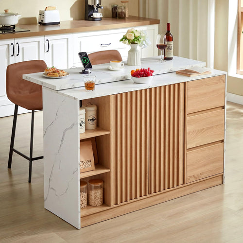 Kitchen Island with Storage Cabinet and Drawers, 54 Inch
