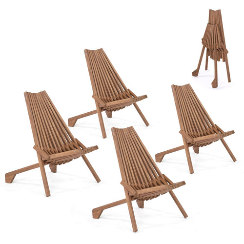 Acacia Wood Folding Patio Chairs Set of 4