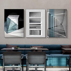 Abstract Geometric Wall Art Set – 3-Piece Framed Prints, 24x32 Inches