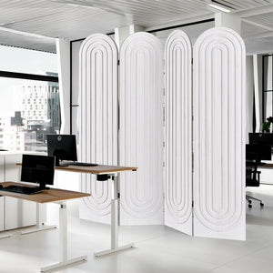 4-Panel Arched Wood Room Divider Folding Privacy Screen