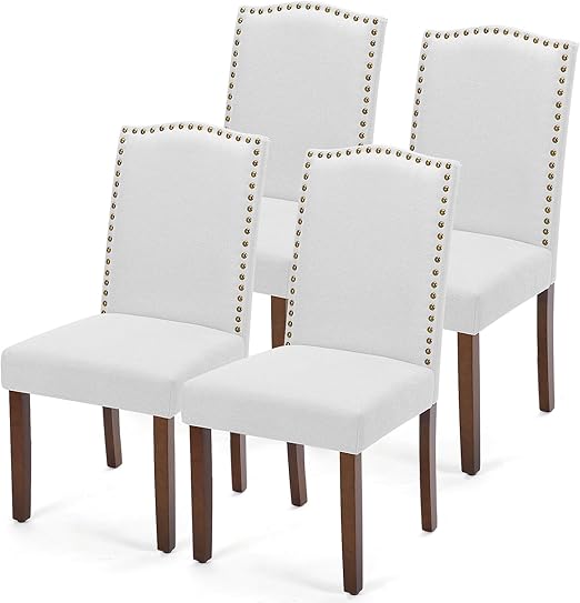 Dining Chairs Set with Wooden Legs & Padded Seat