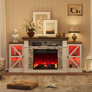 70" Electric Fireplace TV Stand – Farmhouse Entertainment Center