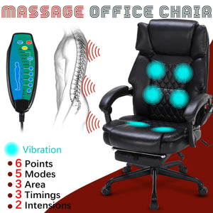 Massage Office Chair with Footrest, Heat & Reclining – 400 lbs Capacity