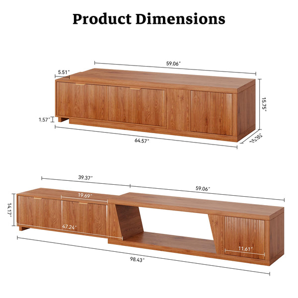 Extendable TV Stand with Storage Cabinet