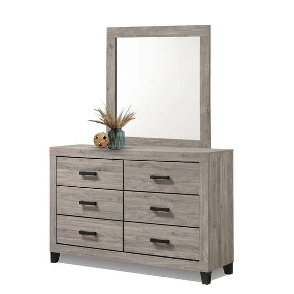 Farmhouse 6-Piece Queen Bedroom Set with Bed Frame, Dresser, Mirror, Chest & 2 Nightstands