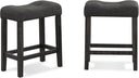 Roundhill Furniture Sora Button Tufted Counter Height Saddle Stools, Set of 2, Taupe