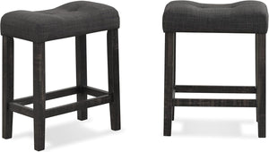 Roundhill Furniture Sora Button Tufted Counter Height Saddle Stools, Set of 2, Taupe