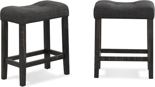 Roundhill Furniture Sora Button Tufted Counter Height Saddle Stools, Set of 2, Taupe