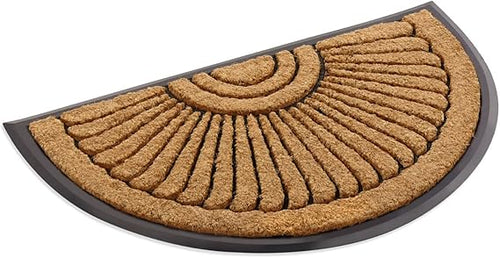 Sunburst Half Round Coco Coir Doormat – Non-Slip Rubber Backing, Multiple Sizes