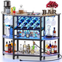 47.3" LED Bar Cabinet with Power Outlet & 4-Tier Storage