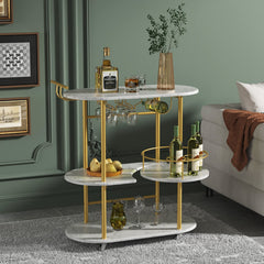 4-Tier Rolling Bar Cart with Wine Rack & Glass Holder