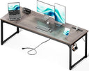 71-Inch Computer Desk with USB Ports and Power Outlets